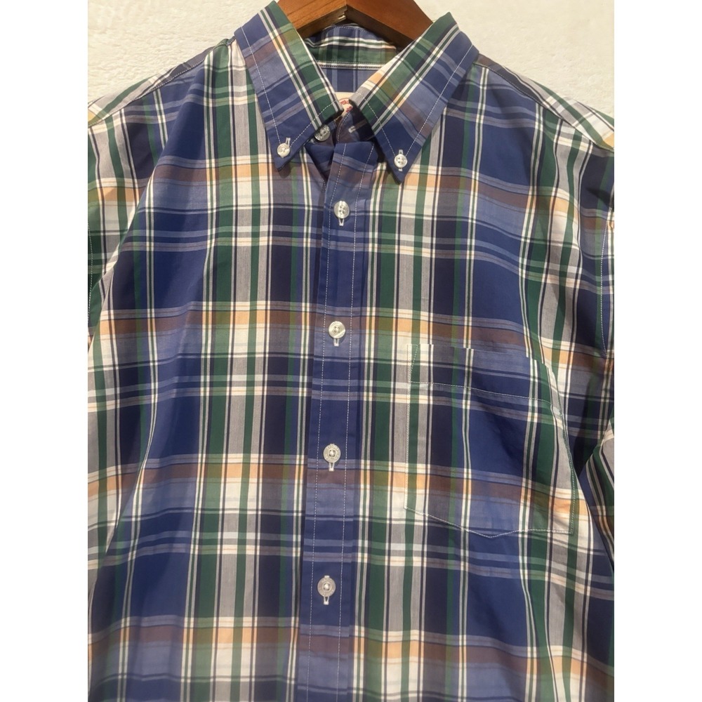 Brooks Brothers Red Fleece Men's Small Blue Plaid Button Down Long Sleeve Preppy